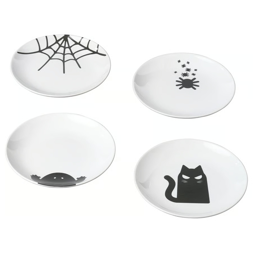 IKEA KUSTFYR Side Plate, Mixed Patterns, 8", 4 Pack (405.996.00) NEW